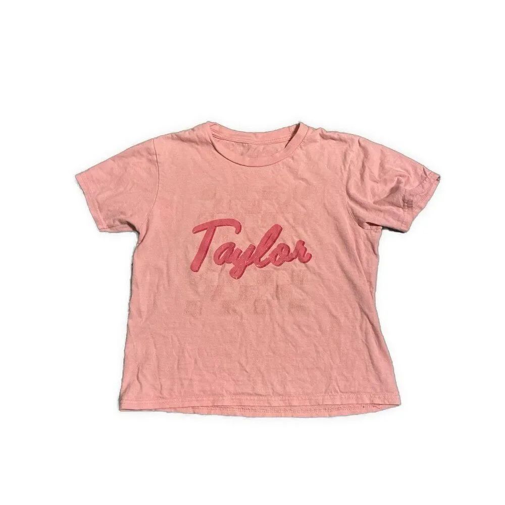 Taylor Swift Girls Kids Solid Pink Short Sleeve T Shirt Medium